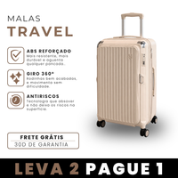 [LEVE 2 PAGUE 1] Mala de Viagem Travel em ABS com Rodinhas 360° Alça Ajustável e Fechamento com Senha