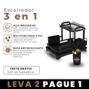 Escorredor 3 em 1 de Aço Inoxidável Multifuncional com Alças Dobráveis e Base Antiderrapante + BRINDE: Kit de Utensílios de Cozinha.